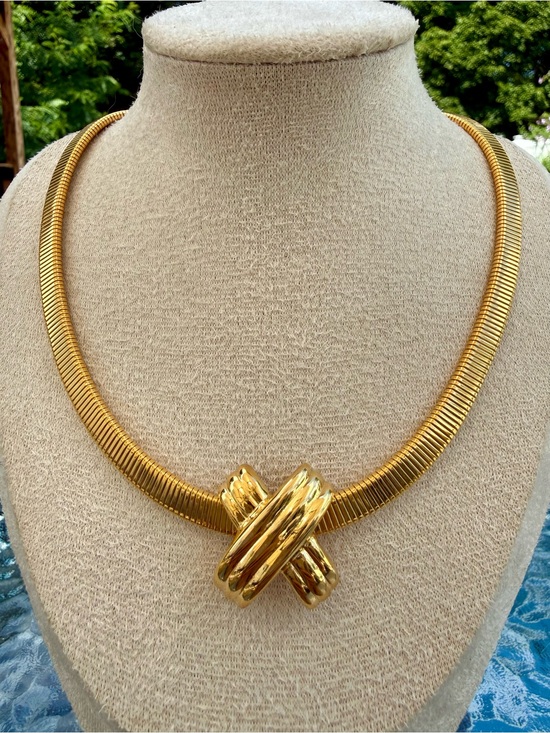 Jewelry - Vintage Omega Gold Tone Statement Knot Necklace - Women Jewelry
